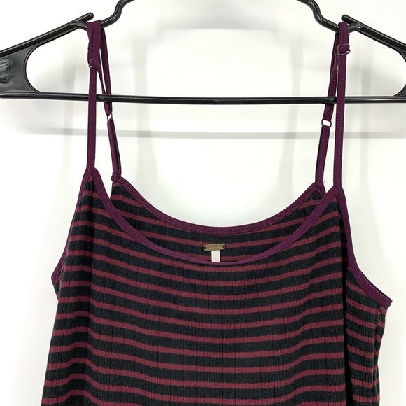 Free People Burgundy Blue Stripe Ribbed Knit Dress - Picture 4 of 8